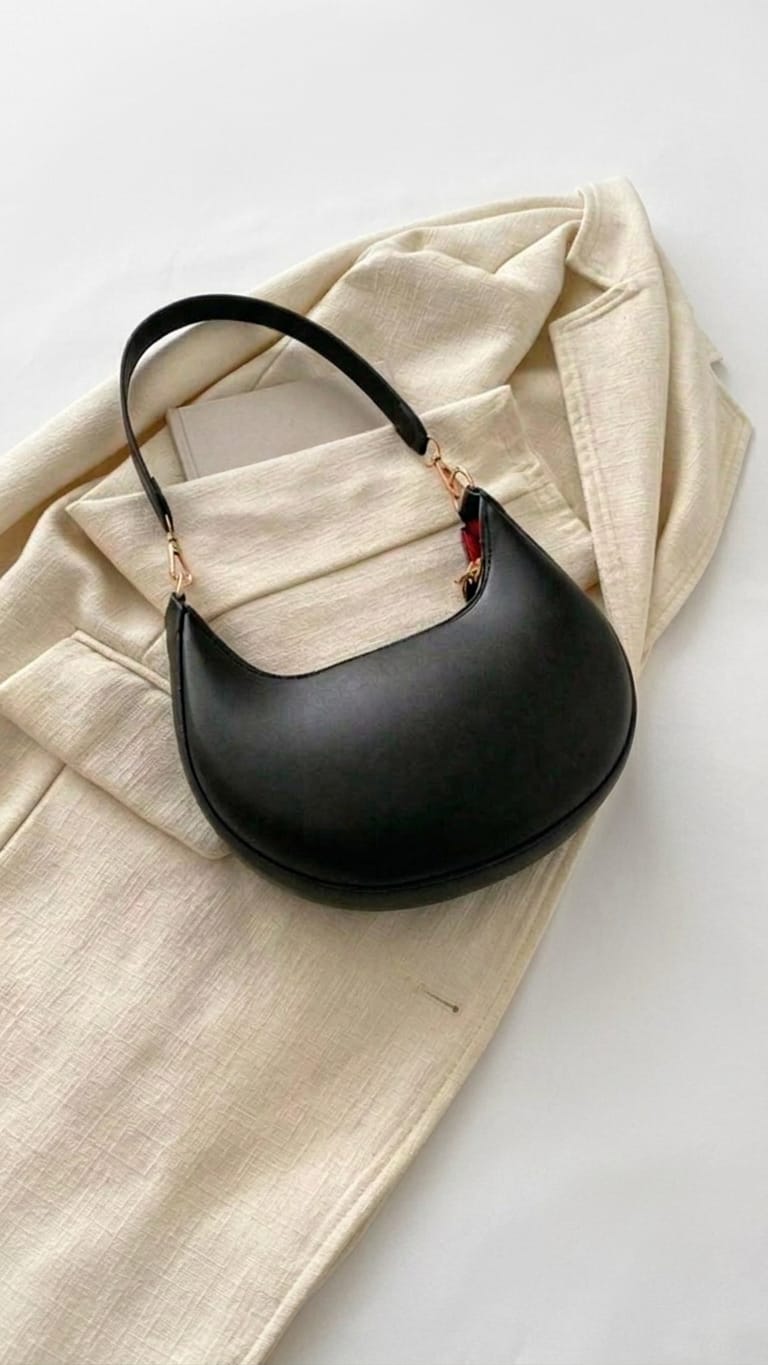 Luxury Designer Black Leather Top-Handle Bag